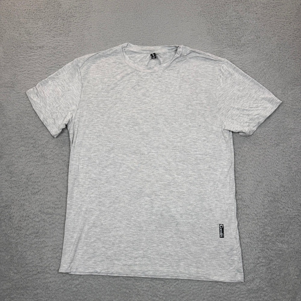 Comfrt Mens Crewneck T-Shirt Medium Heather Grey Short Sleeve Rayon Spandex Tee